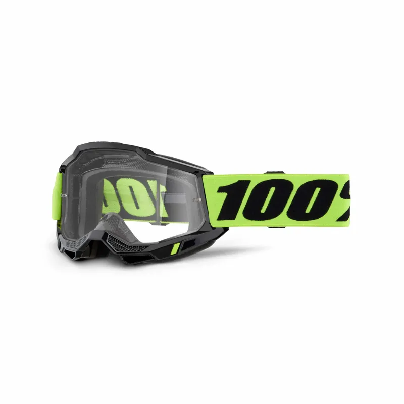 100% Accuri 2 Clear Lens Goggles in Neon Yellow