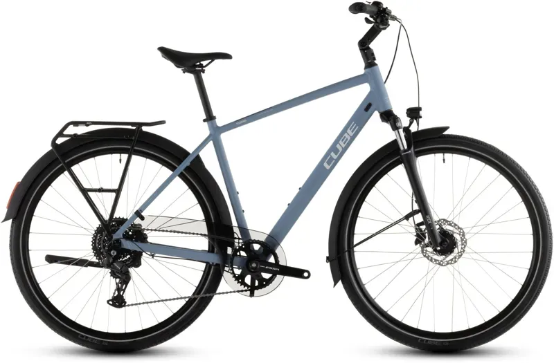 Cube Touring One Hybrid Bike in Blue Bird/Grey