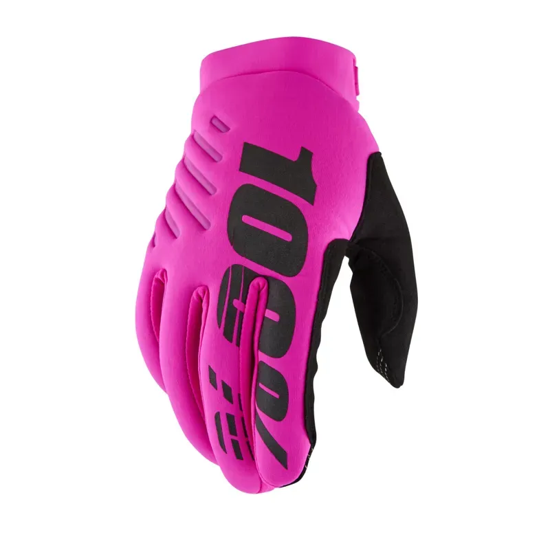 100% Brisker Women's Cold Weather Gloves in Black/Neon Pink