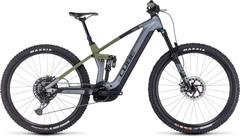 Cube Stereo 140 HPC TM 750 Hybrid Bike in Flash Grey/Olive