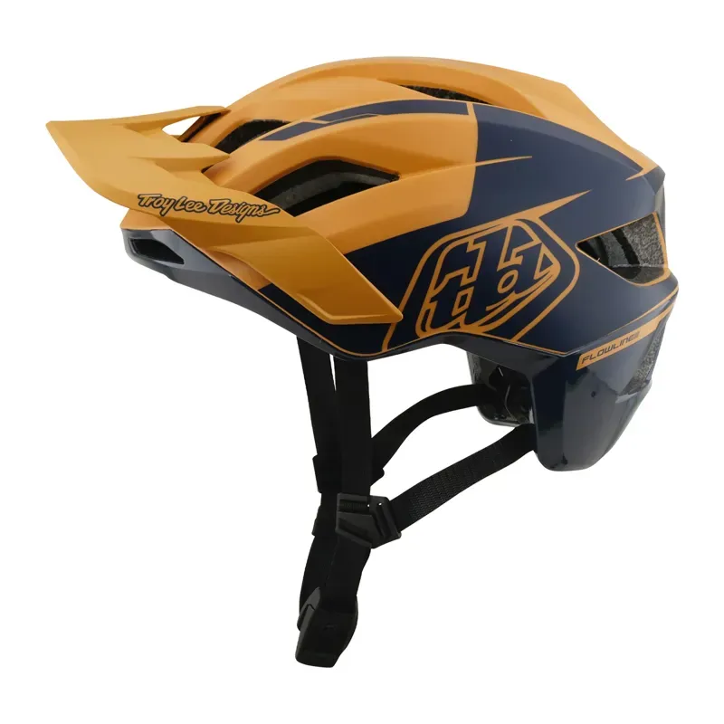 Troy Lee Designs Flowline SE MIPS Helmet in Hydro - Mustard/Black Iris-1