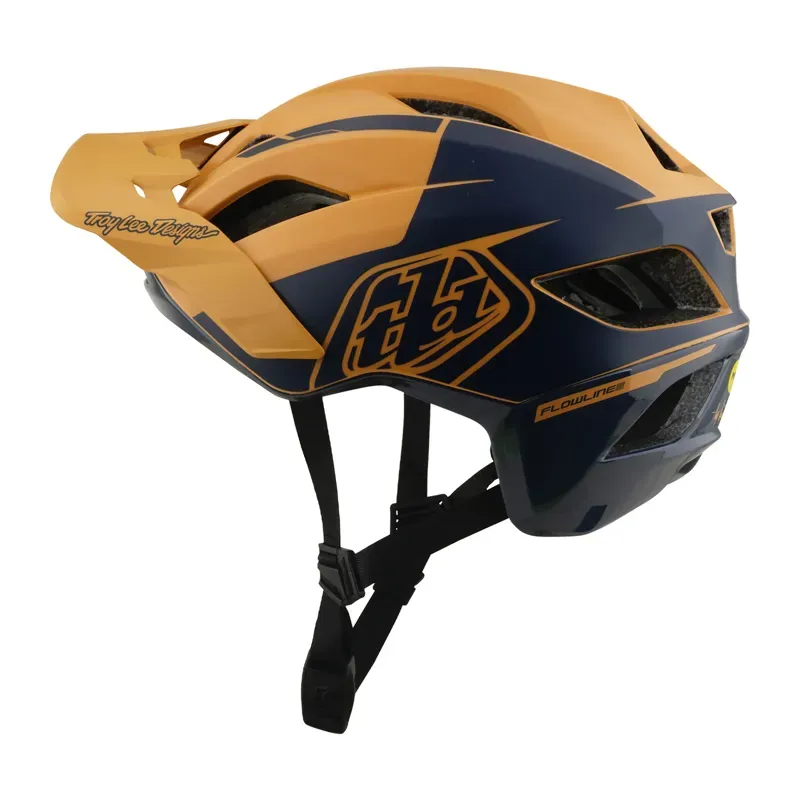 Troy Lee Designs Flowline SE MIPS Helmet in Hydro - Mustard/Black Iris-2